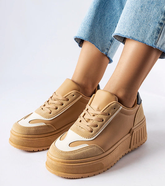 2-Bežové tenisky na tlusté platformě Seluci-2