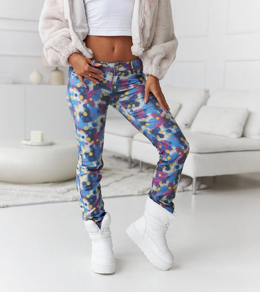 2-Barevné slim kalhoty s vysokým pasem Eglantine RE-138 BAREVNÉ-2