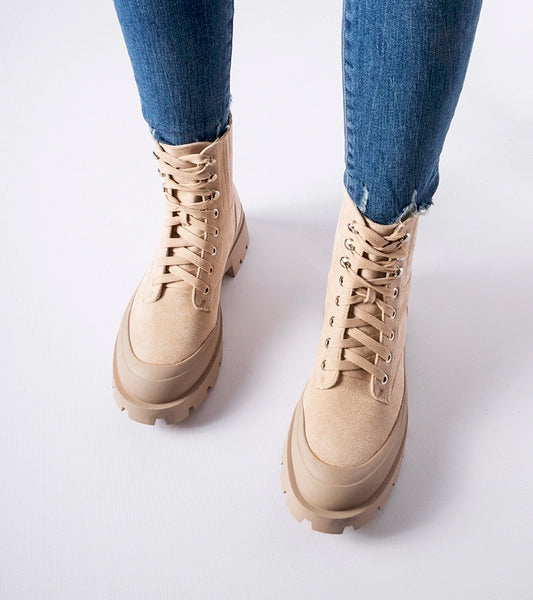 2-Bežové kotníčkové boty z ekokožešiny Orson-2