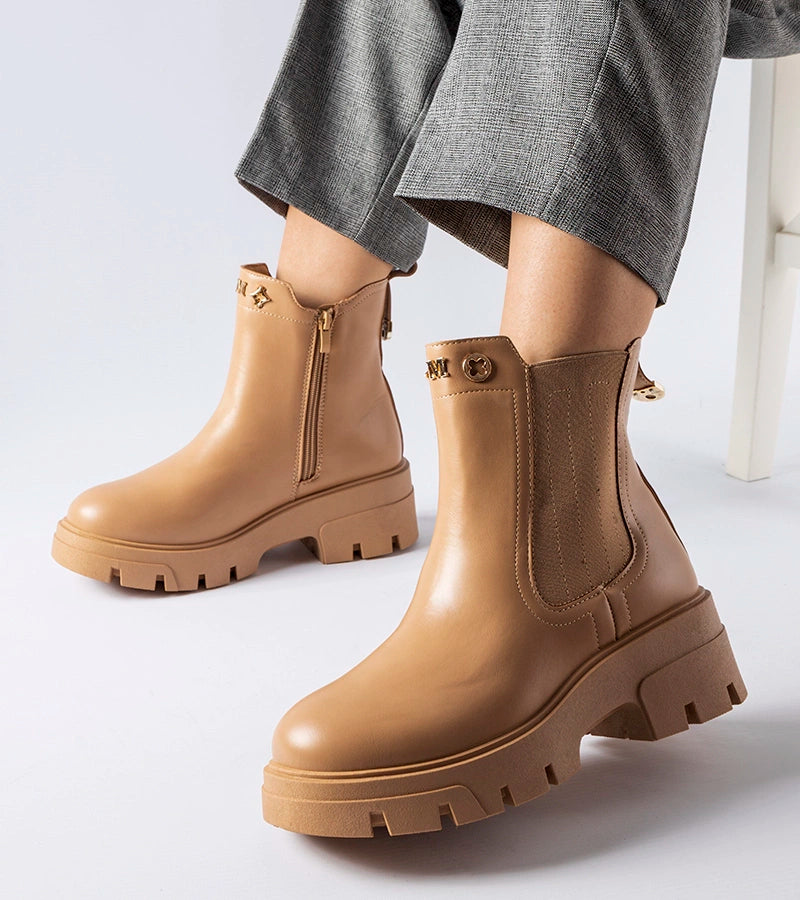 3-Beige zateplené ozdobné botky Federica-3