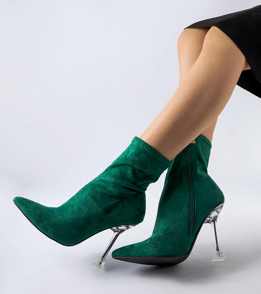 2-Zelené botky na ozdobném podpatku Ferguson.-2