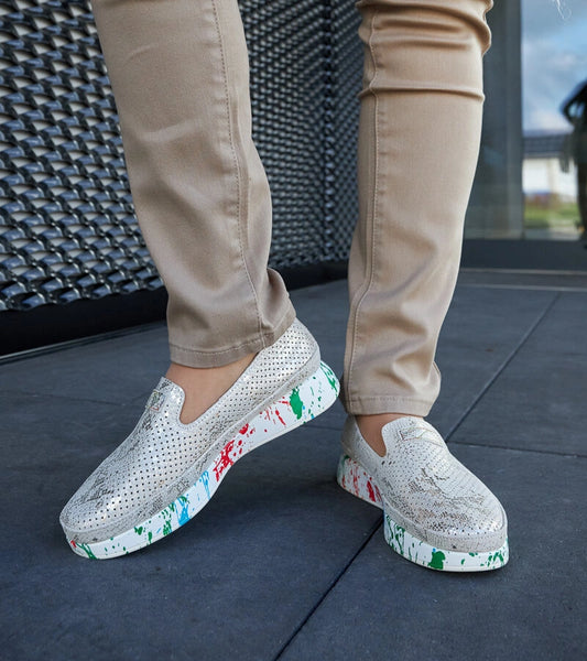 2-Beige polobotky na barevném klínku Santina-2