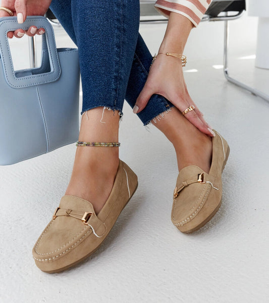 2-Bežové mokasíny s matným povrchem Scafati-2