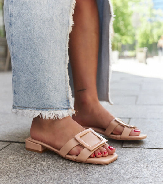 2-Bežové pantofle s koženou vložkou Wilia-2