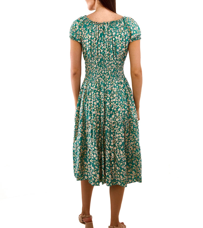 3-Zelené midi šaty s krátkými rukávy Allania-3