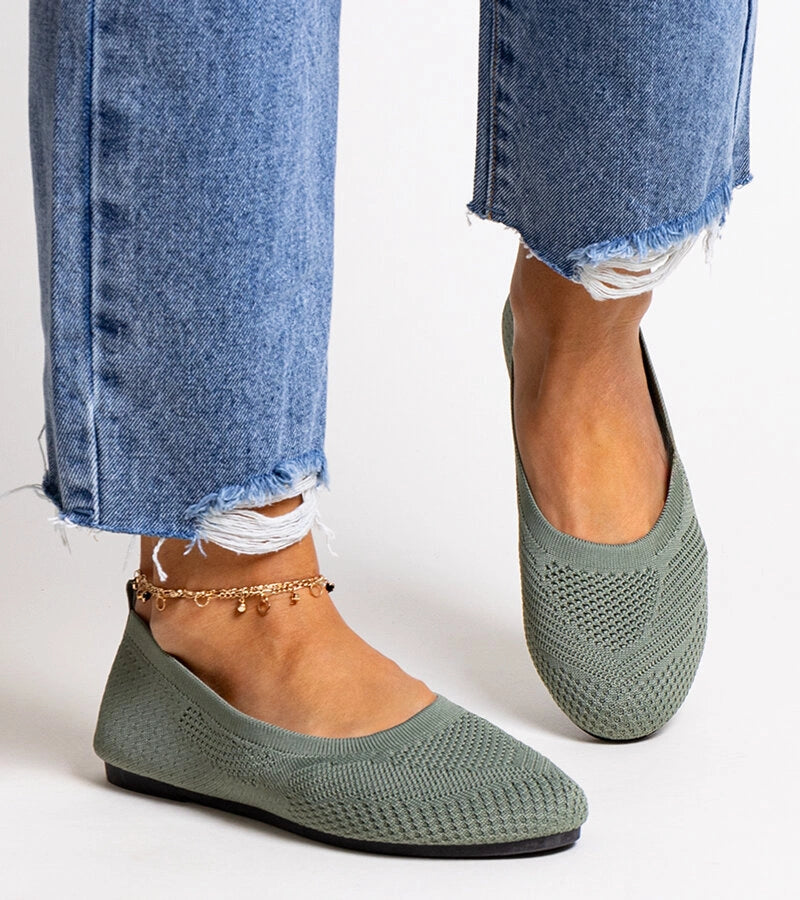 4-Zelené látkové baleríny Yafia-4