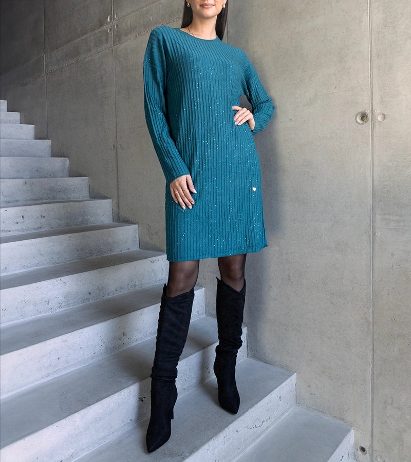 2-Zelené midi šaty s leskem Kadyra.-2