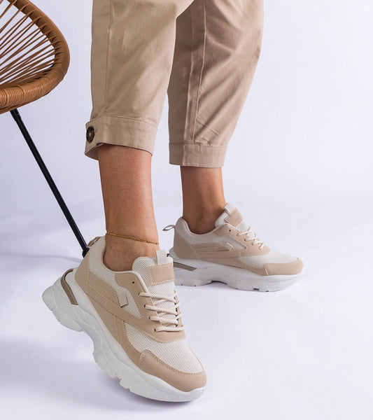 2-Béžové tenisky na silnější podrážce Guerrera-2