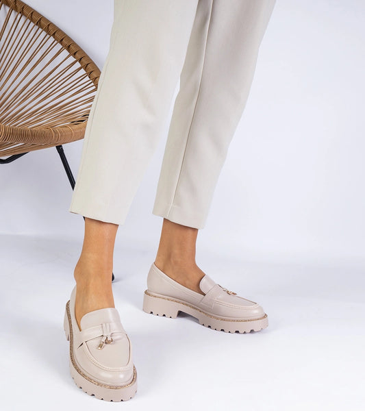 2-Béžové mokasíny zdobené kamínky Linsol-2