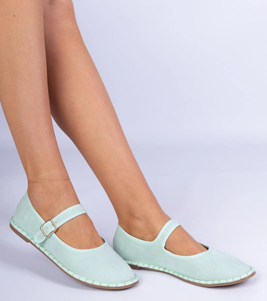 2-Zelené dámské baleríny s páskem Meremi-2