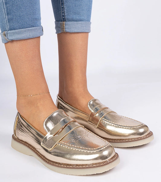 2-Zlaté klasické dámské mokasíny Merisa-2