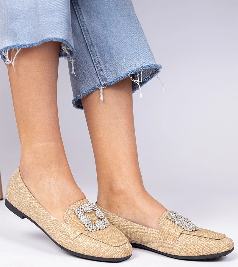 7-Zlaté třpytivé mokasíny s kamínky Sawelia-7
