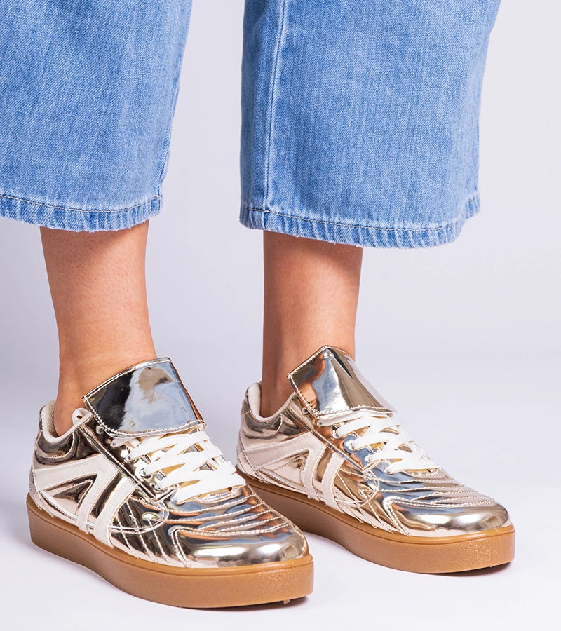 4-Zlaté tenisky dámské lakované Keyla-4