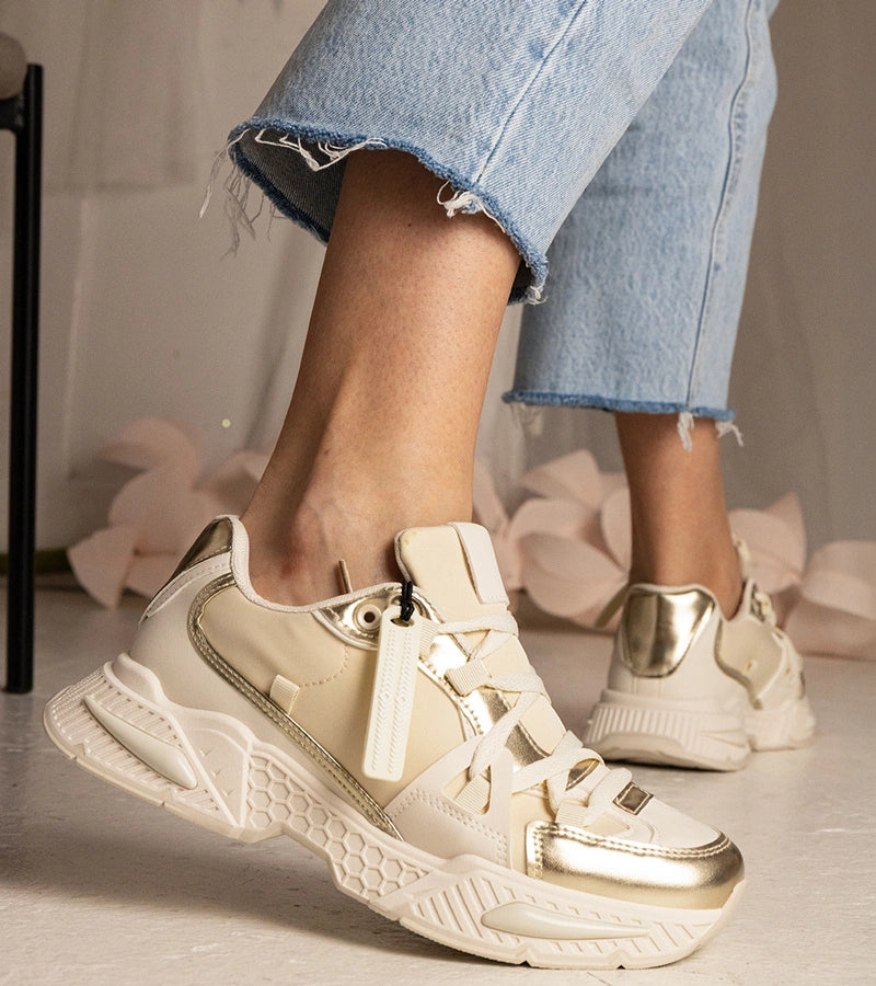 6-Béžové dámské tenisky na masivní podrážce Balika-6