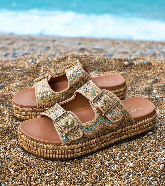 2-Zlaté pantofle s přezkami na páscích Rider-2