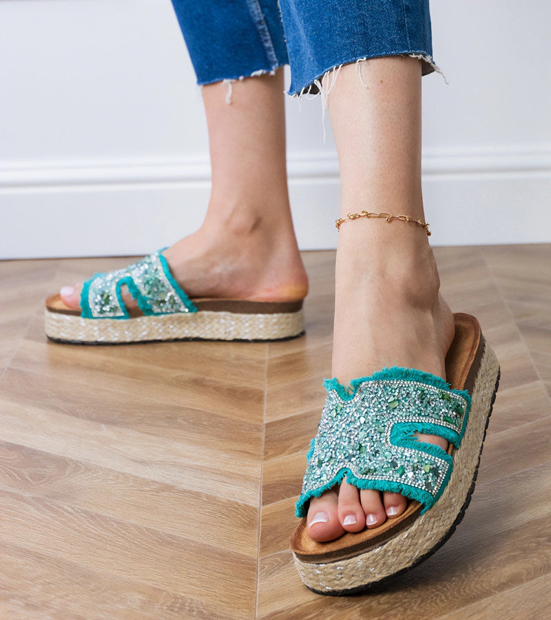 4-Zelené espadrilky s kamínky a kameny Najros-4