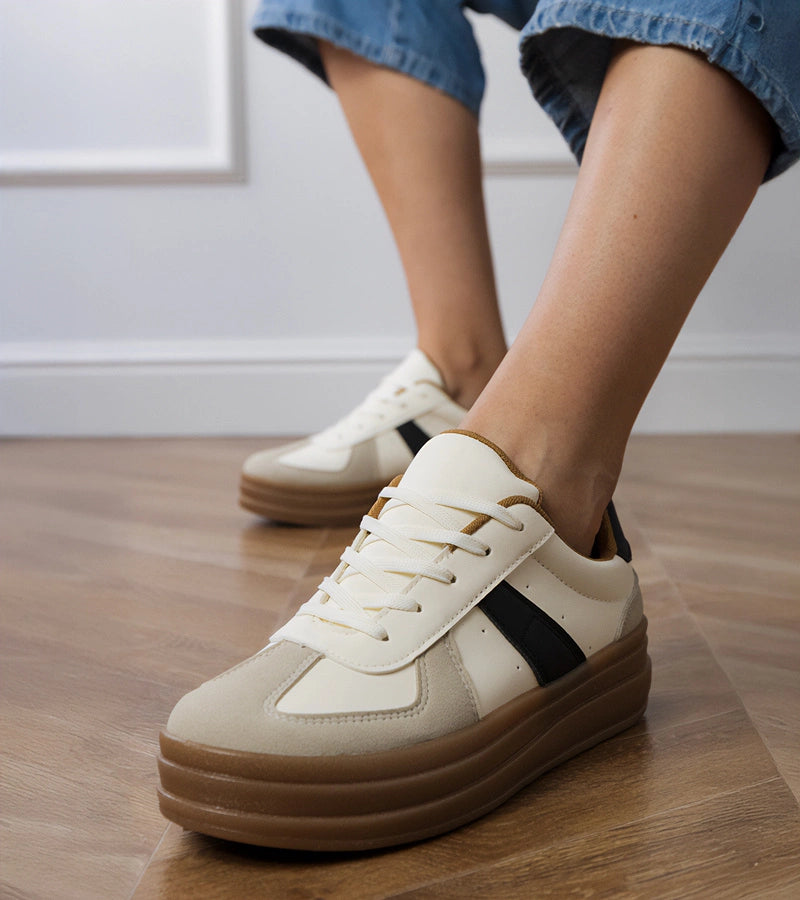 3-Béžové dámské tenisky na platformě Serila-3