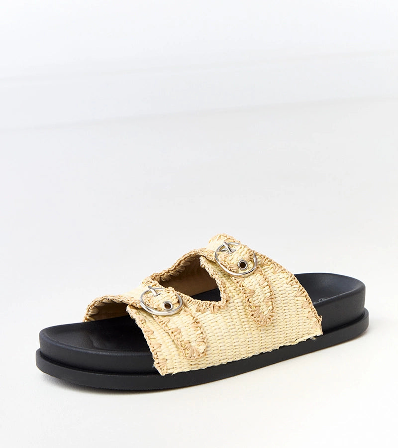 6-Béžové pletené pantofle s přezkami Sameli-6