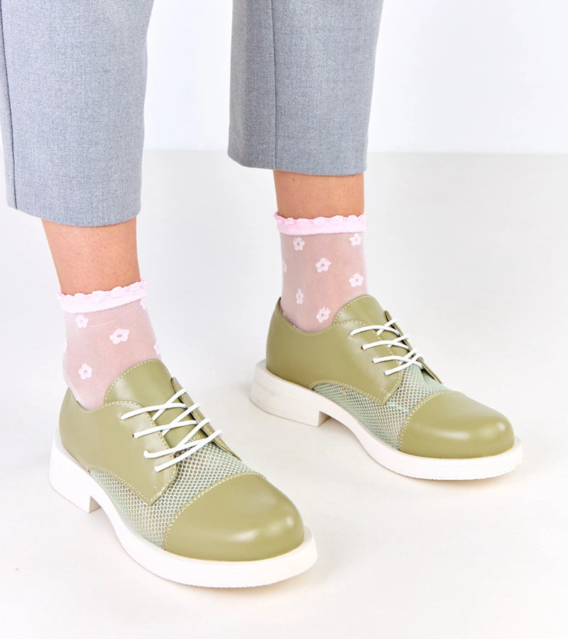 5-Zelené dámské polobotky s síťkou na svršku Moris-5