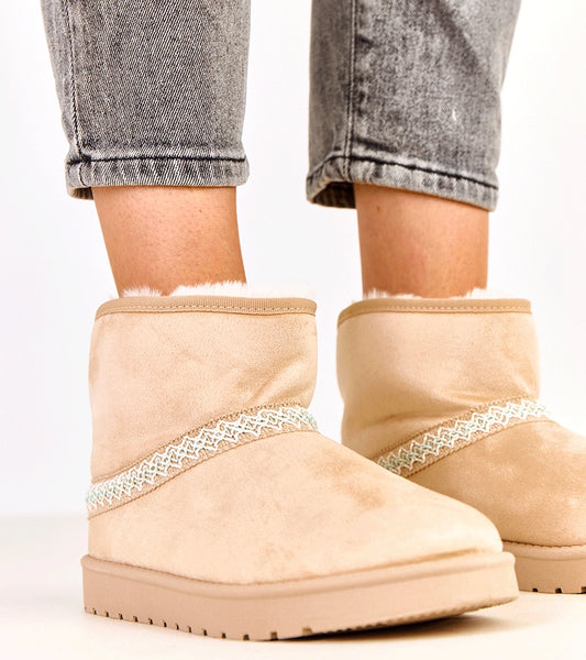 2-Béžové nízké sněhule z ekosemiše Karolla-2