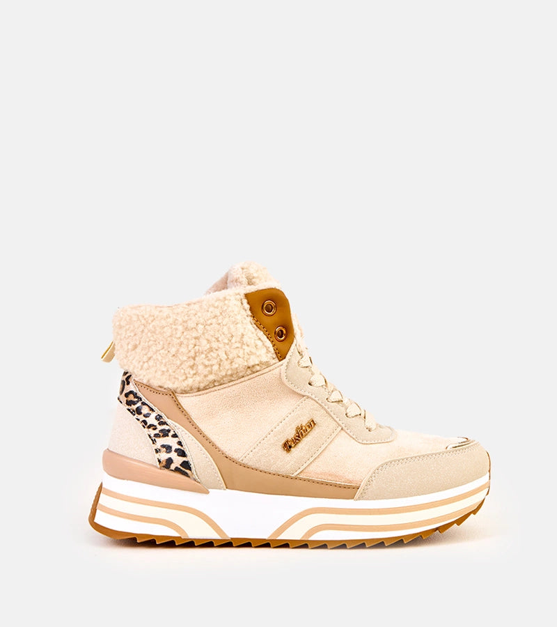 6-Béžové zateplené vysoké tenisky s kožíškem Mirasen-6