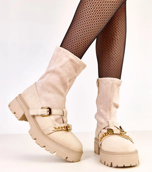 2-Béžové trapery zdobené medvídkem a přezkou Hariet-2