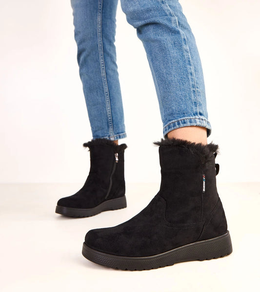 2-Zateplené dámské černé kotníkové boty z eko semiše Breyra-2