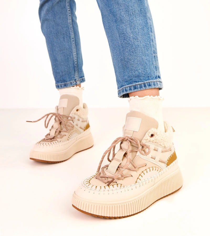 3-Béžové šněrovací sněhule s kožíškem Lesly-3