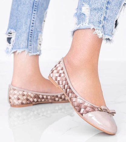 3-Béžové kostkované baleríny se vzorem Broadway-3