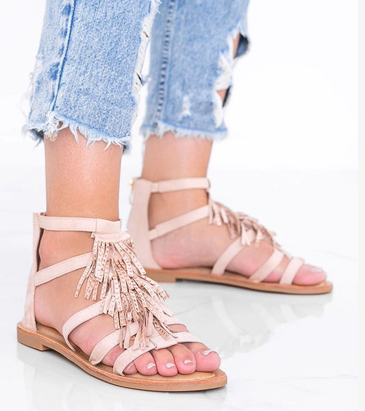 1-Béžové sandály s třásněmi Noronha-1