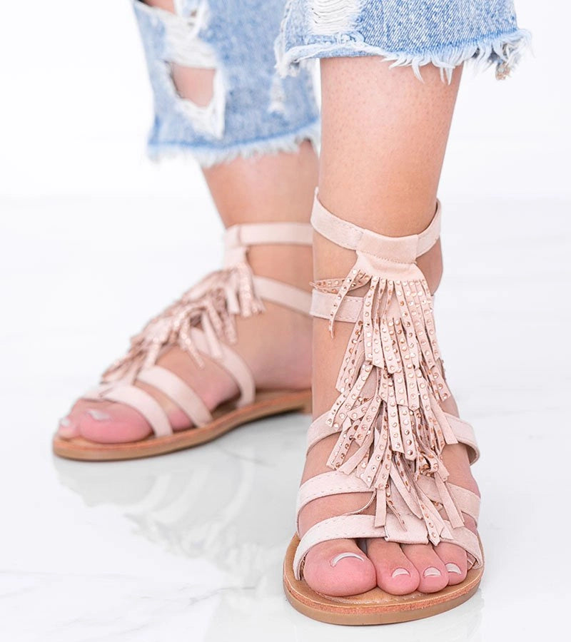 2-Béžové sandály s třásněmi Noronha-2