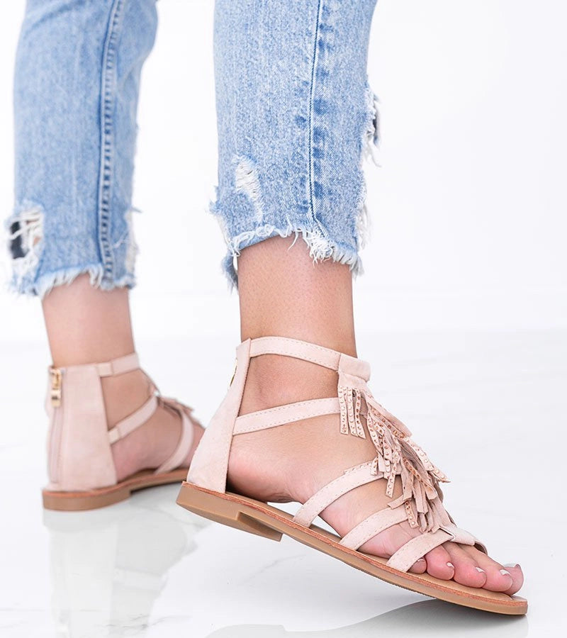 3-Béžové sandály s třásněmi Noronha-3