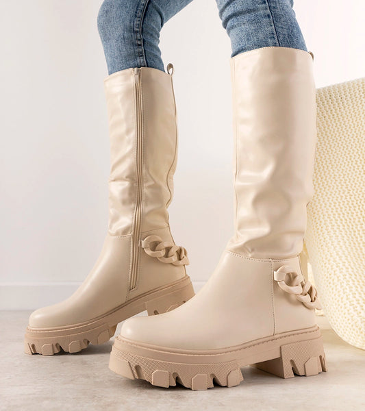 1-Béžová boty s řetízkem Coniak-1