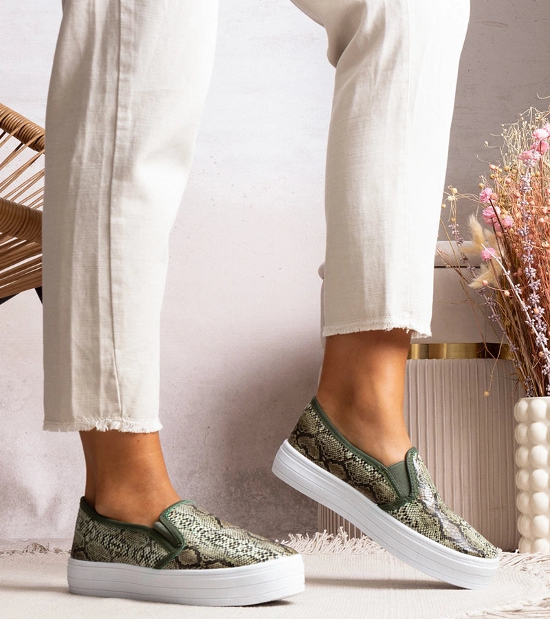 1-Zelené tenisky Slip On Irving-1