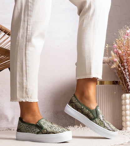 1-Zelené tenisky Slip On Irving-1