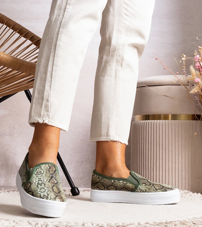 3-Zelené tenisky Slip On Irving-3