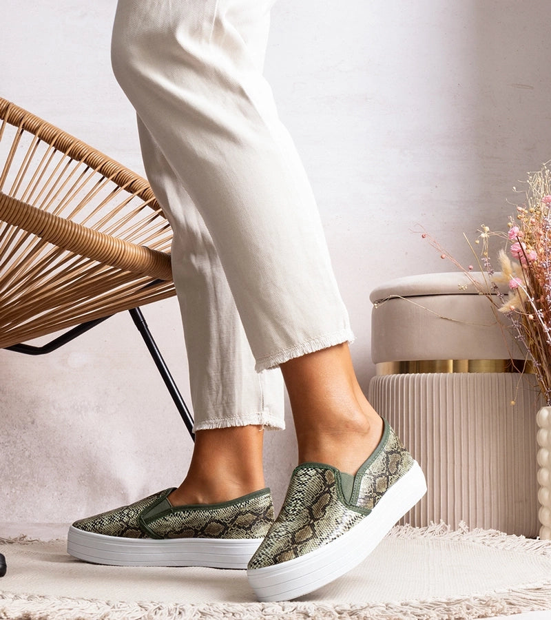 2-Zelené tenisky Slip On Irving-2