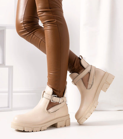 1-Béžová boty s platformou Huff-1