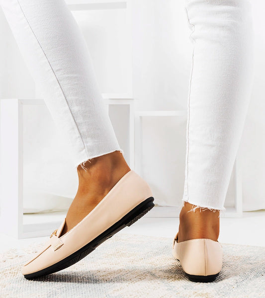 2-Béžové mokasíny s hranatou špičkou Milder-2