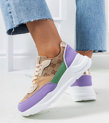 3-Béžovo-fialové dámské tenisky Elyne-3