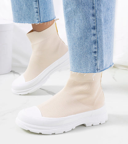 2-Béžové kotníkové tenisky Miki-2