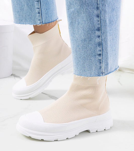 2-Béžové kotníkové tenisky Miki-2