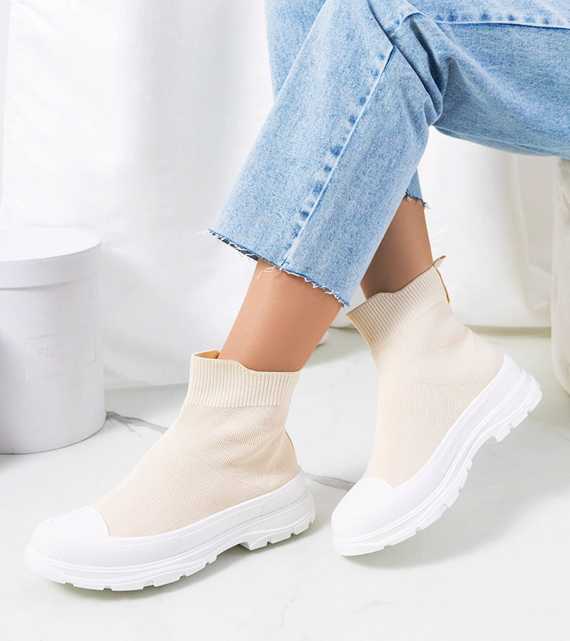 1-Béžové kotníkové tenisky Miki-1