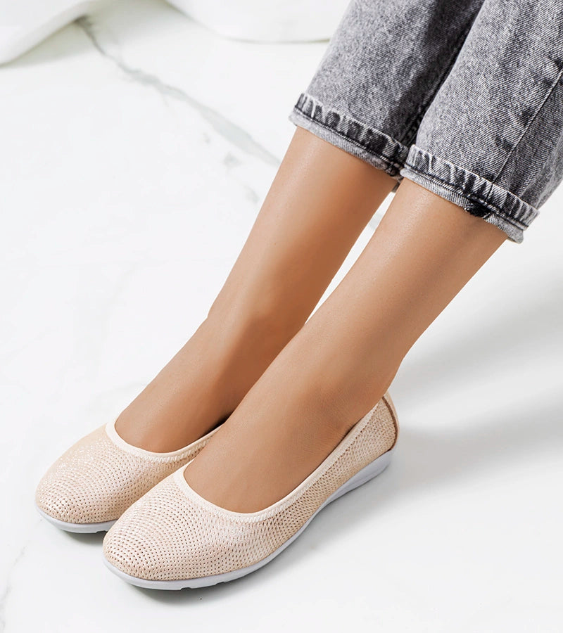 1-Béžové kožené baleríny Elmas-1