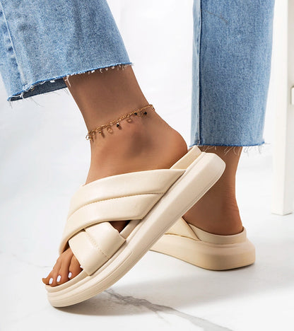 2-Béžové žabky Allport na platformě-2