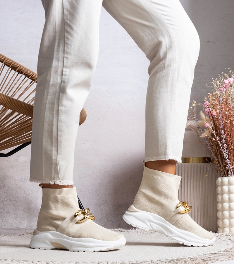 1-Béžové řetízkové tenisky Taryn-1