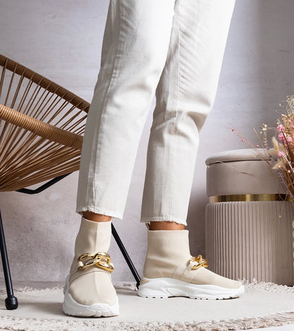 3-Béžové řetízkové tenisky Taryn-3