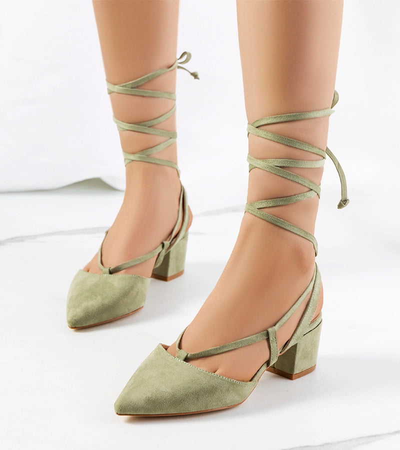 1-Zelené šněrovací lodičky s jehlovým podpatkem Victoris-1