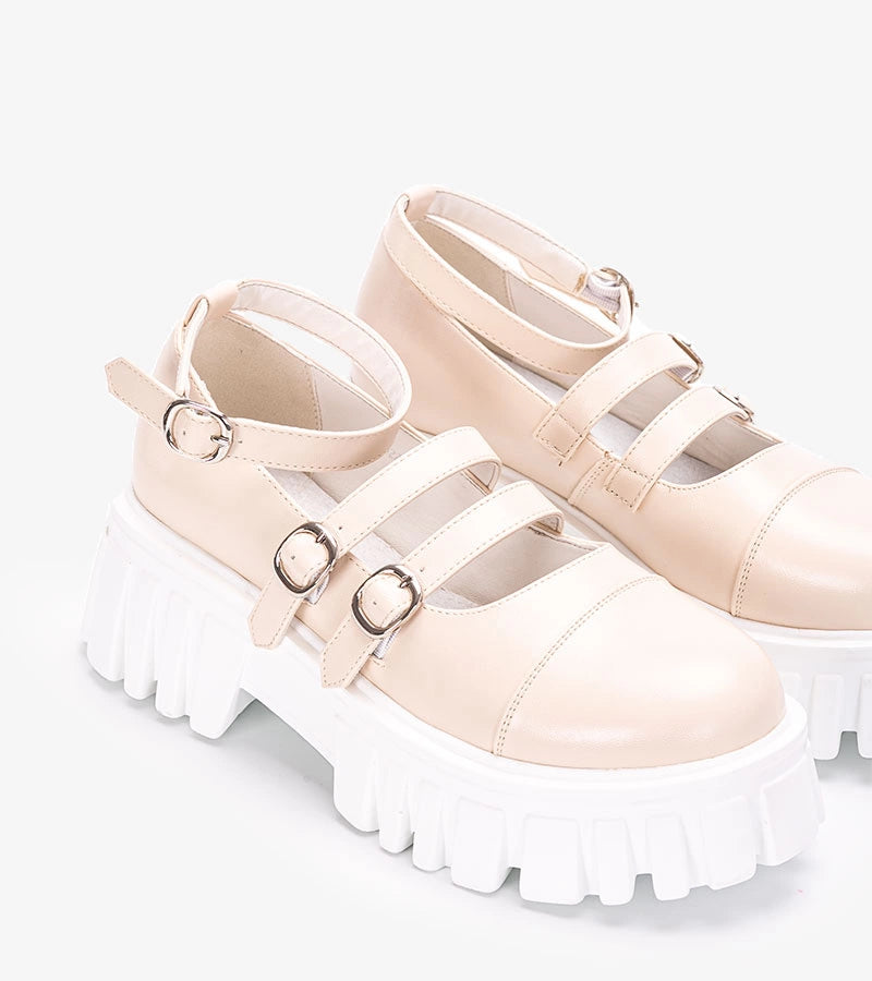 2-Béžové polobotky s traktorovou podrážkou Jonell-2