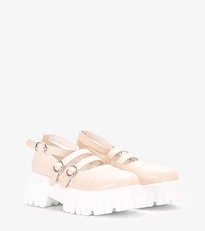 3-Béžové polobotky s traktorovou podrážkou Jonell-3